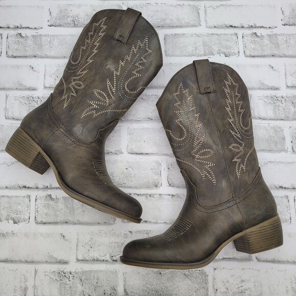 x-appeal Shoes - NWOB Xappeal Twain Cowgirl Western Boots Brown Faux Leather Women's 7.5